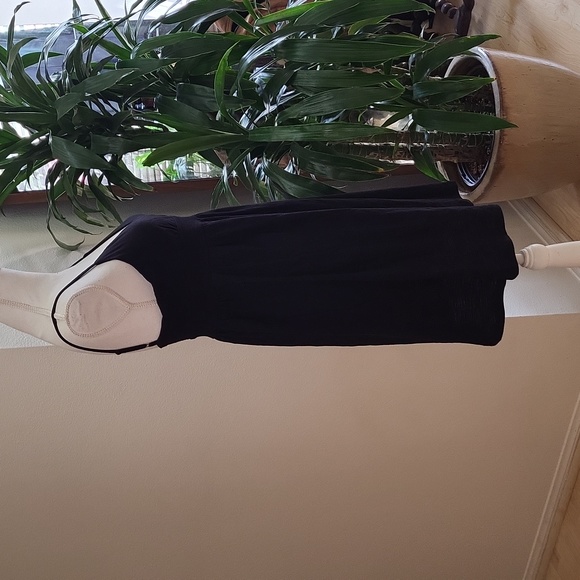 Old Navy Black V Neck Adjustable Spaghetti Strap Cinched Dress 100% Cotton - Picture 4 of 10